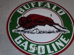 Vintage Buffalo Gasoline & Western Bison Animal 11 3/4 Porcelain Metal Oil Sign