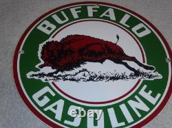 Vintage Buffalo Gasoline & Western Bison Animal 11 3/4 Porcelain Metal Oil Sign Vintage Buffalo Gasoline & Western Bison Animal 11 3/4 Porcelain Metal Oil Sign