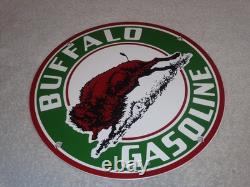 Vintage Buffalo Gasoline & Western Bison Animal 11 3/4 Porcelain Metal Oil Sign