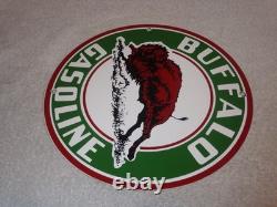 Vintage Buffalo Gasoline & Western Bison Animal 11 3/4 Porcelain Metal Oil Sign