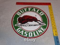 Vintage Buffalo Gasoline & Western Bison Animal 11 3/4 Porcelain Metal Oil Sign