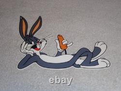Vintage Bugs Bunny With Carrot Porcelain Metal Cartoon Tv Show Looney Tunes Sign