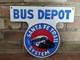 Vintage Bus Depot Santa Fe Trail System Porcelain Sign Transportation 12 X 10