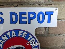 Vintage Bus Depot Santa Fe Trail System Porcelain Sign Transportation 12 X 10