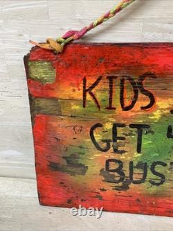 Vintage CARNIVAL FAIR Sign Folk Art Wood 4 darts bust 3 Handmade Painted