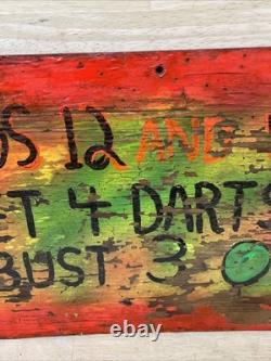 Vintage CARNIVAL FAIR Sign Folk Art Wood 4 darts bust 3 Handmade Painted