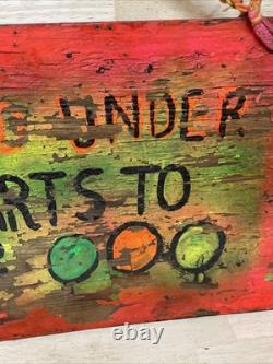 Vintage CARNIVAL FAIR Sign Folk Art Wood 4 darts bust 3 Handmade Painted