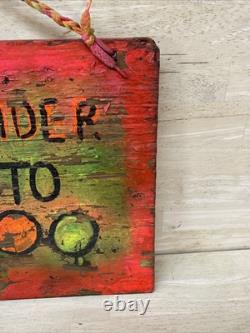 Vintage CARNIVAL FAIR Sign Folk Art Wood 4 darts bust 3 Handmade Painted