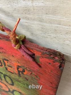 Vintage CARNIVAL FAIR Sign Folk Art Wood 4 darts bust 3 Handmade Painted