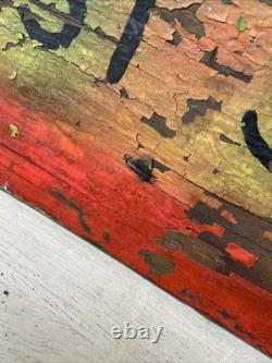 Vintage CARNIVAL FAIR Sign Folk Art Wood 4 darts bust 3 Handmade Painted