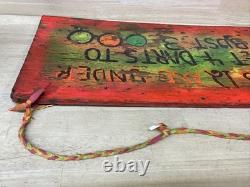 Vintage CARNIVAL FAIR Sign Folk Art Wood 4 darts bust 3 Handmade Painted