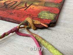 Vintage CARNIVAL FAIR Sign Folk Art Wood 4 darts bust 3 Handmade Painted