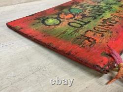 Vintage CARNIVAL FAIR Sign Folk Art Wood 4 darts bust 3 Handmade Painted