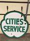 Vintage Cities Service 48 Porcelain Sign With Ring Gas Oil Sign