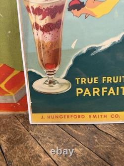 Vintage C. 1930 J Hungerford Smith True Fruit Parfait Sign Ice Cream Fountain