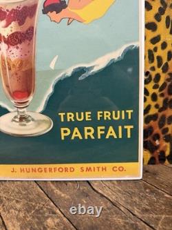 Vintage C. 1930 J Hungerford Smith True Fruit Parfait Sign Ice Cream Fountain