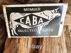 Vintage Caba Cow Beef Dairy Porcelain Sign Car Gas Oil Truck