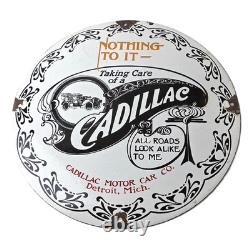 Vintage Cadillac Motor Car Co Sign Gas Pump Plate Automobiles Porcelain Sign