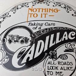 Vintage Cadillac Motor Car Co Sign Gas Pump Plate Automobiles Porcelain Sign