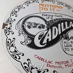 Vintage Cadillac Motor Car Co Sign Gas Pump Plate Automobiles Porcelain Sign
