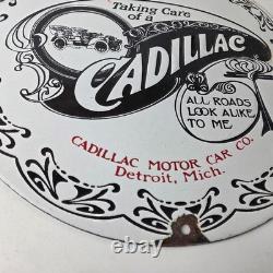 Vintage Cadillac Motor Car Co Sign Gas Pump Plate Automobiles Porcelain Sign