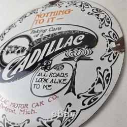 Vintage Cadillac Motor Car Co Sign Gas Pump Plate Automobiles Porcelain Sign