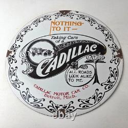 Vintage Cadillac Motor Car Co Sign Gas Pump Plate Automobiles Porcelain Sign