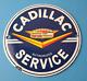 Vintage Cadillac Service Sign Gas Pump Automobiles Porcelain Sign