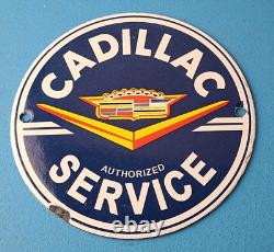 Vintage Cadillac Service Sign Gas Pump Automobiles Porcelain Sign
