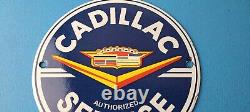 Vintage Cadillac Service Sign Gas Pump Automobiles Porcelain Sign
