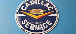 Vintage Cadillac Service Sign Gas Pump Automobiles Porcelain Sign