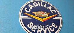 Vintage Cadillac Service Sign Gas Pump Automobiles Porcelain Sign