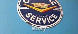 Vintage Cadillac Service Sign Gas Pump Automobiles Porcelain Sign