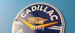 Vintage Cadillac Service Sign Gas Pump Automobiles Porcelain Sign