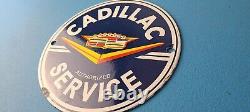 Vintage Cadillac Service Sign Gas Pump Automobiles Porcelain Sign