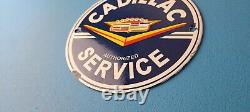 Vintage Cadillac Service Sign Gas Pump Automobiles Porcelain Sign