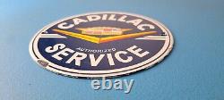 Vintage Cadillac Service Sign Gas Pump Automobiles Porcelain Sign