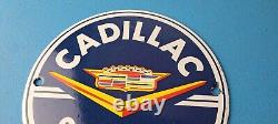 Vintage Cadillac Service Sign Gas Pump Automobiles Porcelain Sign