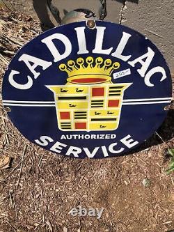 Vintage Cadillac dealer porcelain sign 30 inch Display