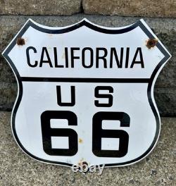 Vintage California Route 66 Porcelain Metal Highway Sign Gas Station Road Shield