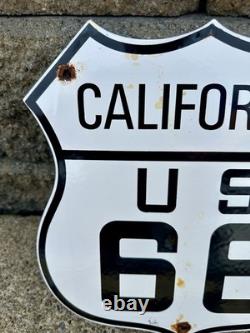 Vintage California Route 66 Porcelain Metal Highway Sign Gas Station Road Shield