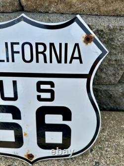 Vintage California Route 66 Porcelain Metal Highway Sign Gas Station Road Shield