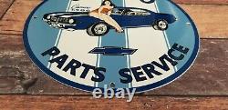 Vintage Camaro Porcelain & Metal Chevrolet Gas Parts Service Station Ad Sign