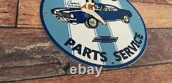 Vintage Camaro Porcelain & Metal Chevrolet Gas Parts Service Station Ad Sign