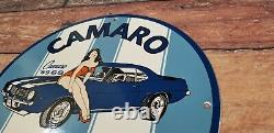 Vintage Camaro Porcelain & Metal Chevrolet Gas Parts Service Station Ad Sign