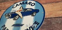 Vintage Camaro Porcelain & Metal Chevrolet Gas Parts Service Station Ad Sign