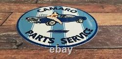 Vintage Camaro Porcelain & Metal Chevrolet Gas Parts Service Station Ad Sign