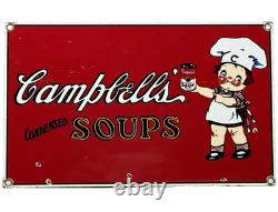 Vintage Campbell's Soup Porcelain Sign Cracker Gas Station Grocery Store Oil