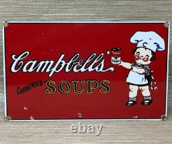 Vintage Campbell's Soup Porcelain Sign Cracker Gas Station Grocery Store Oil
