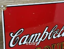 Vintage Campbell's Soup Porcelain Sign Cracker Gas Station Grocery Store Oil